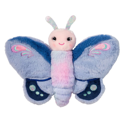 front view of pink, blue, and purple plush butterfly puppet