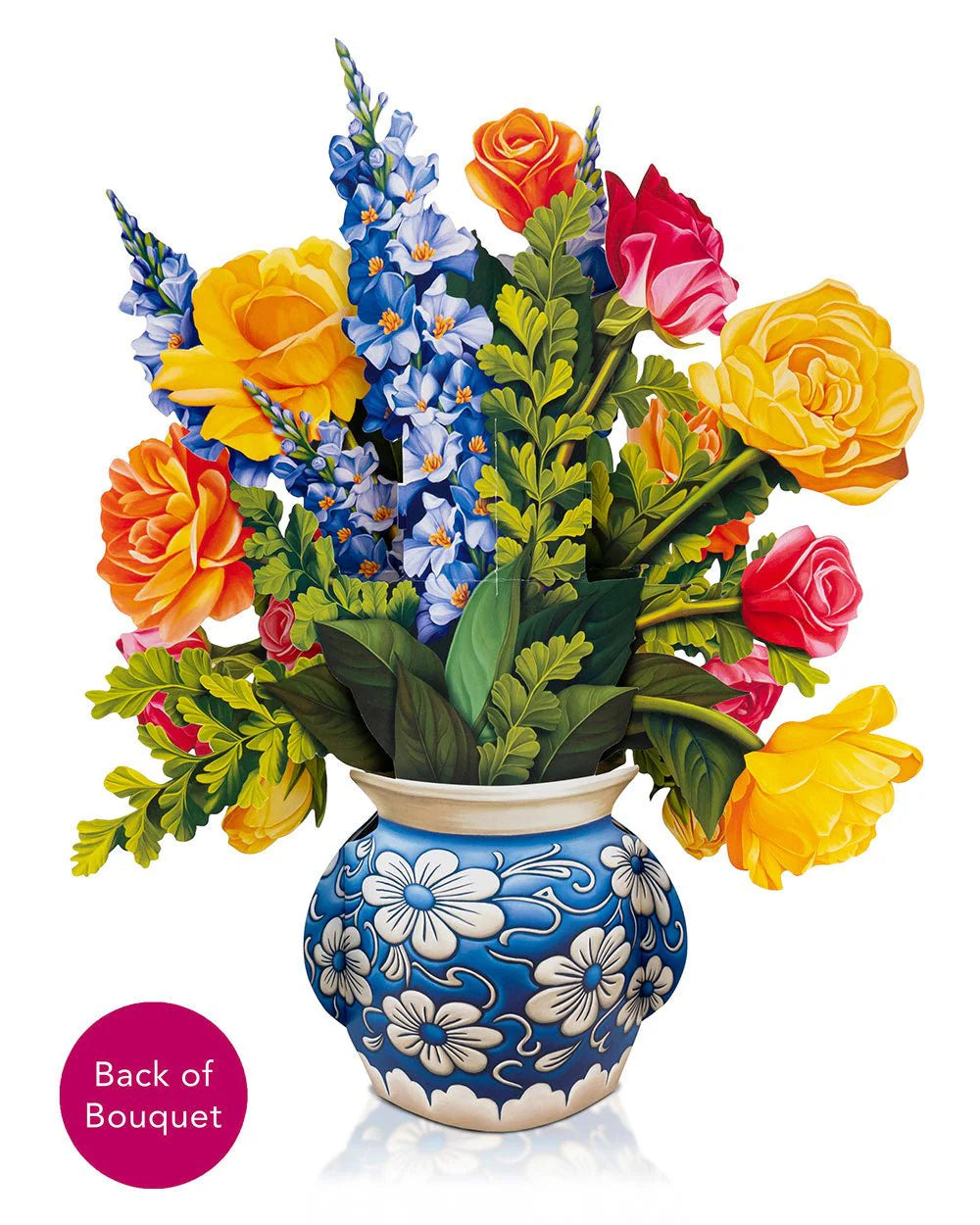 back view of Sorbet Roses Pop-Up Bouquet