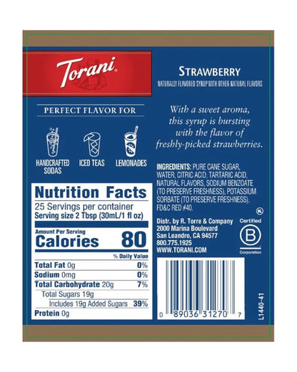 torani strawberry syrup nutritional label