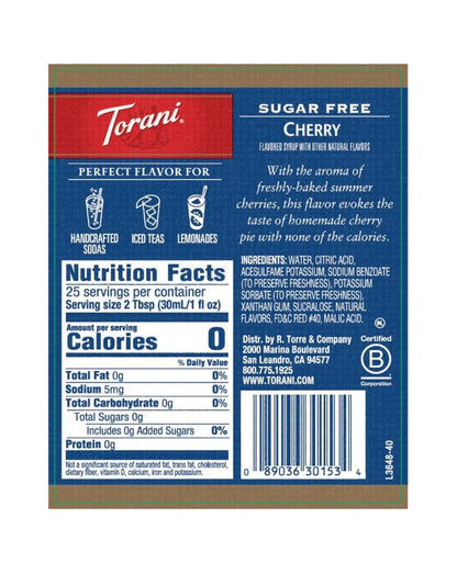cherry sugar free nutritional label