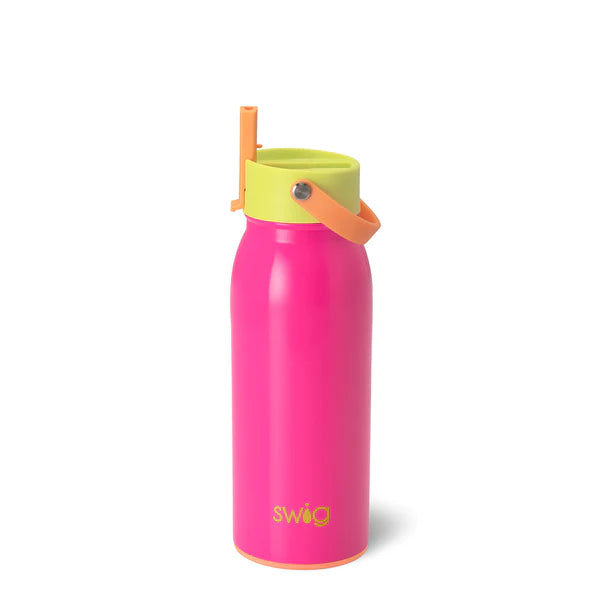 tutti frutti flip and sip water bottle on a white background.