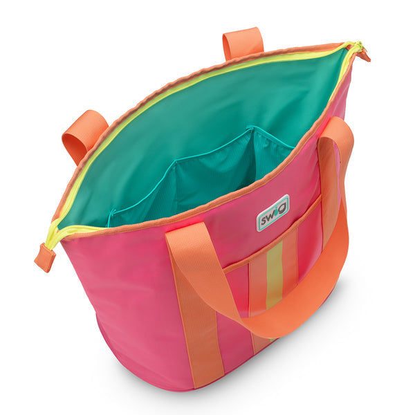 interior view of tutti frutti Zippi Tote Bag.