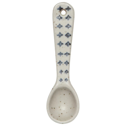 ceramic spoon with blue diamond pattern