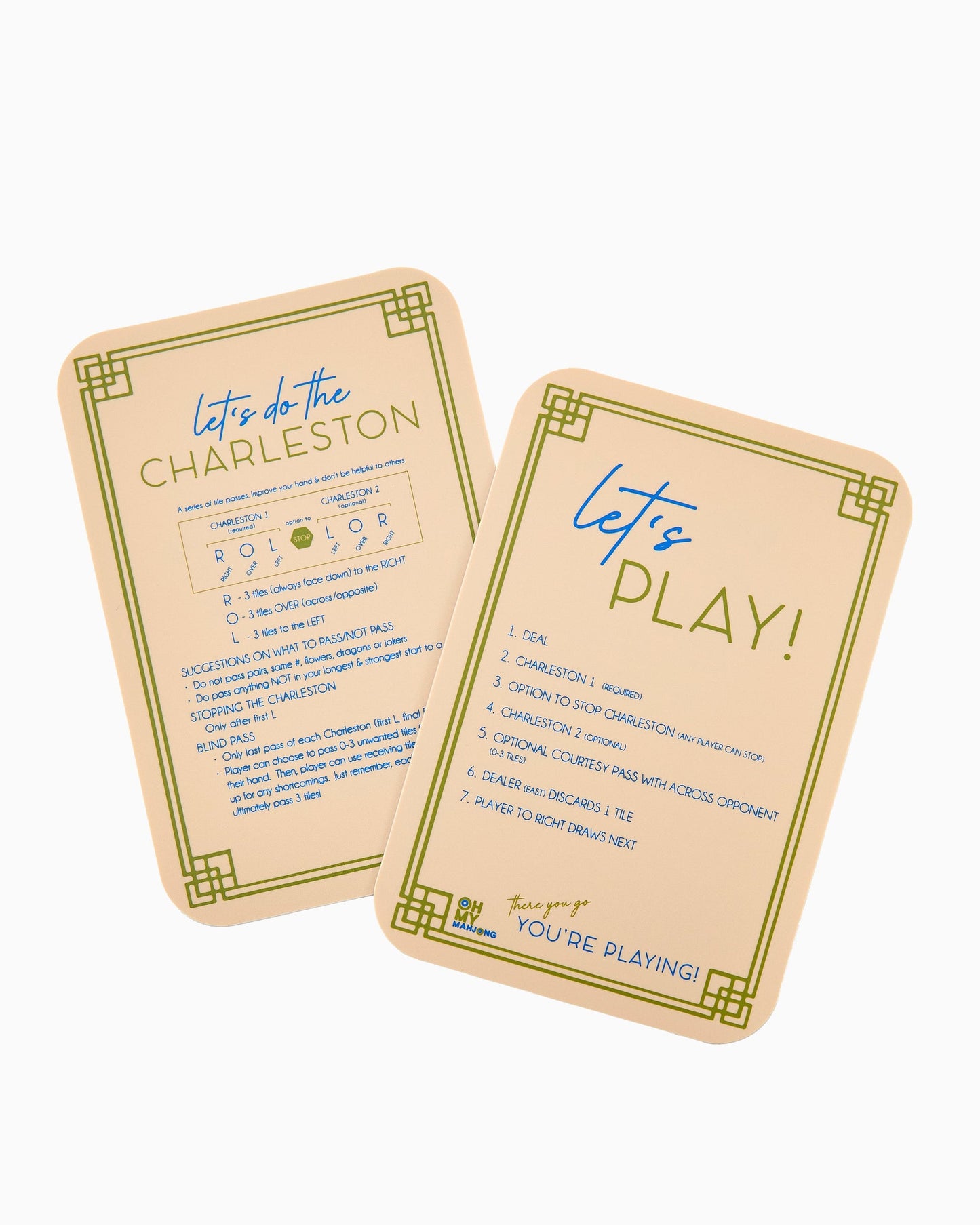 front side of tan shuffler cards