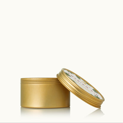frasier fir candle in travel tin on a white background