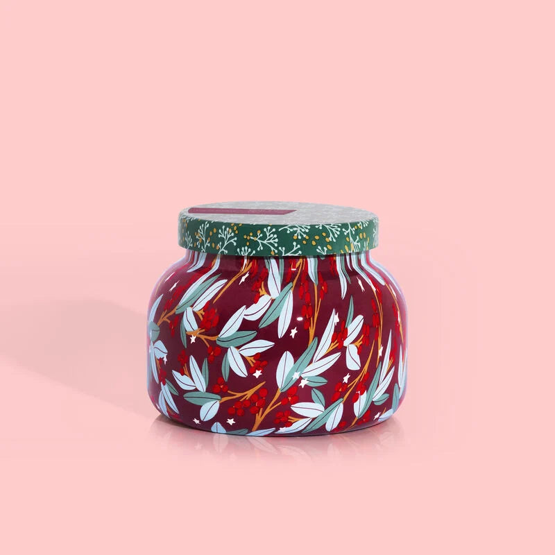 Signature Tinsel and Spice Candle in pattern play jar.