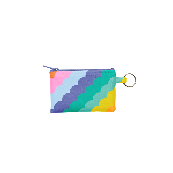 multi colored pouch with scallop pattern