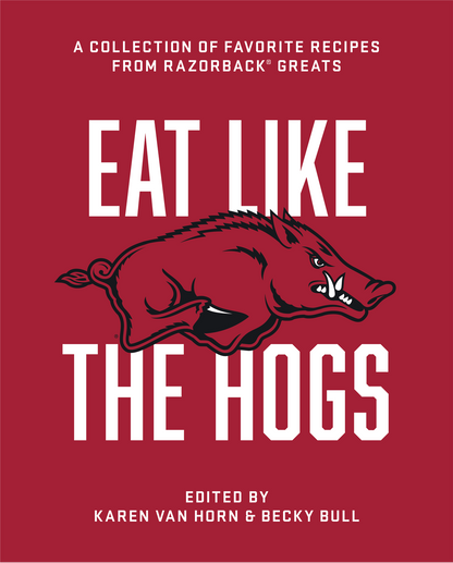 red book cover with white book title and text with a arkansas razorback logo in the center