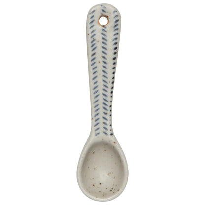 ceramic spoon with blue dashes pattern