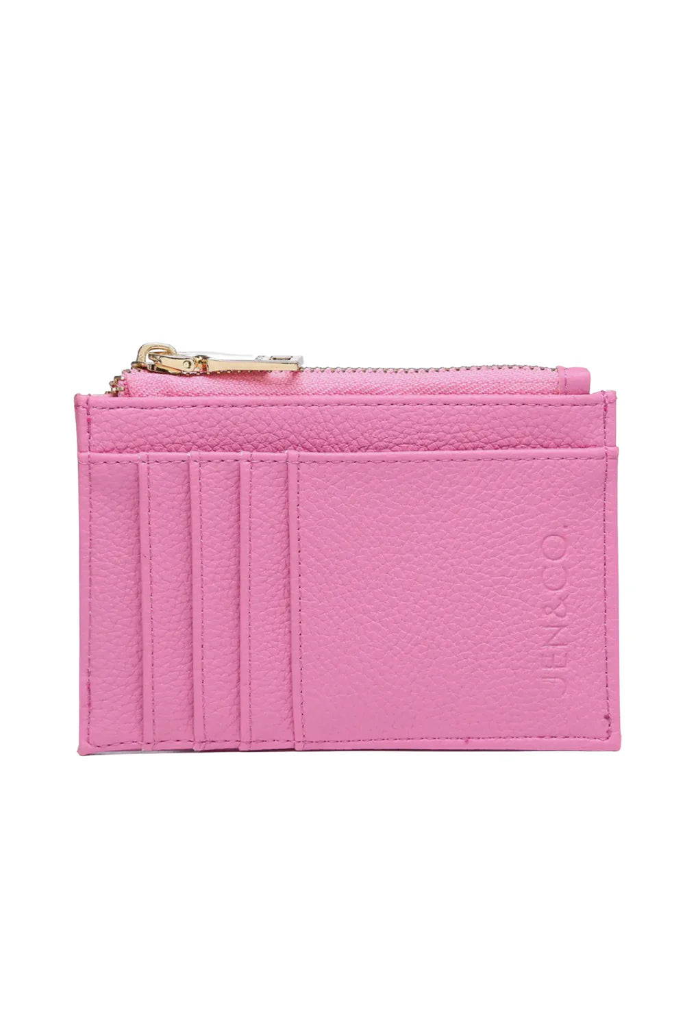 bubblegum pink Sia Card Holder Wallet on a white background.