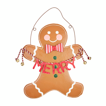 Tin Gingerbread Door Hanger on a white background.