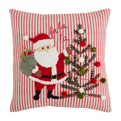 fa la la Santa pillow on a white background.