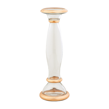 large glass and gold candlestick.