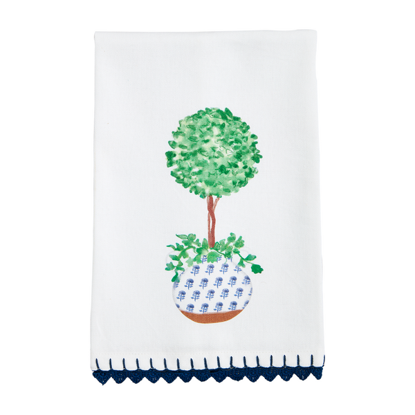 topiary potted plant towel on a white background.