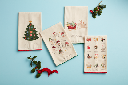 4 styles of printed christmas towels.