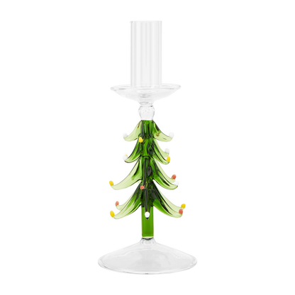 small glass tree candle holder.