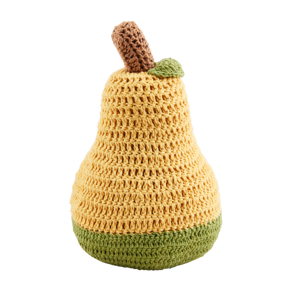 yellow and green crocheted gourd.