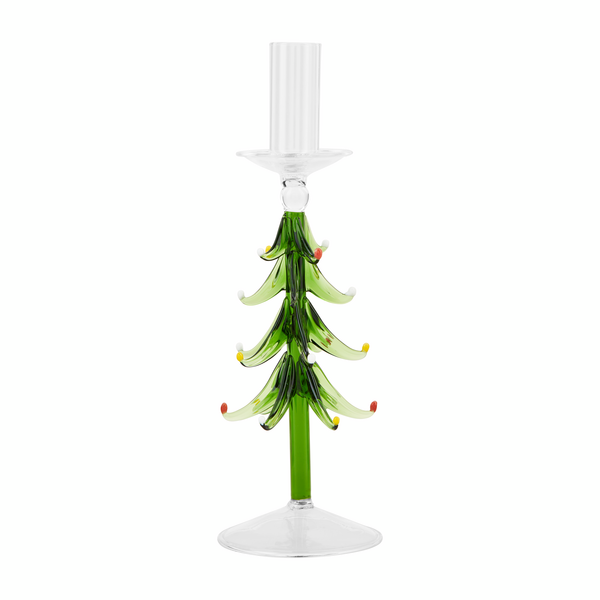 large glass tree candle holder.