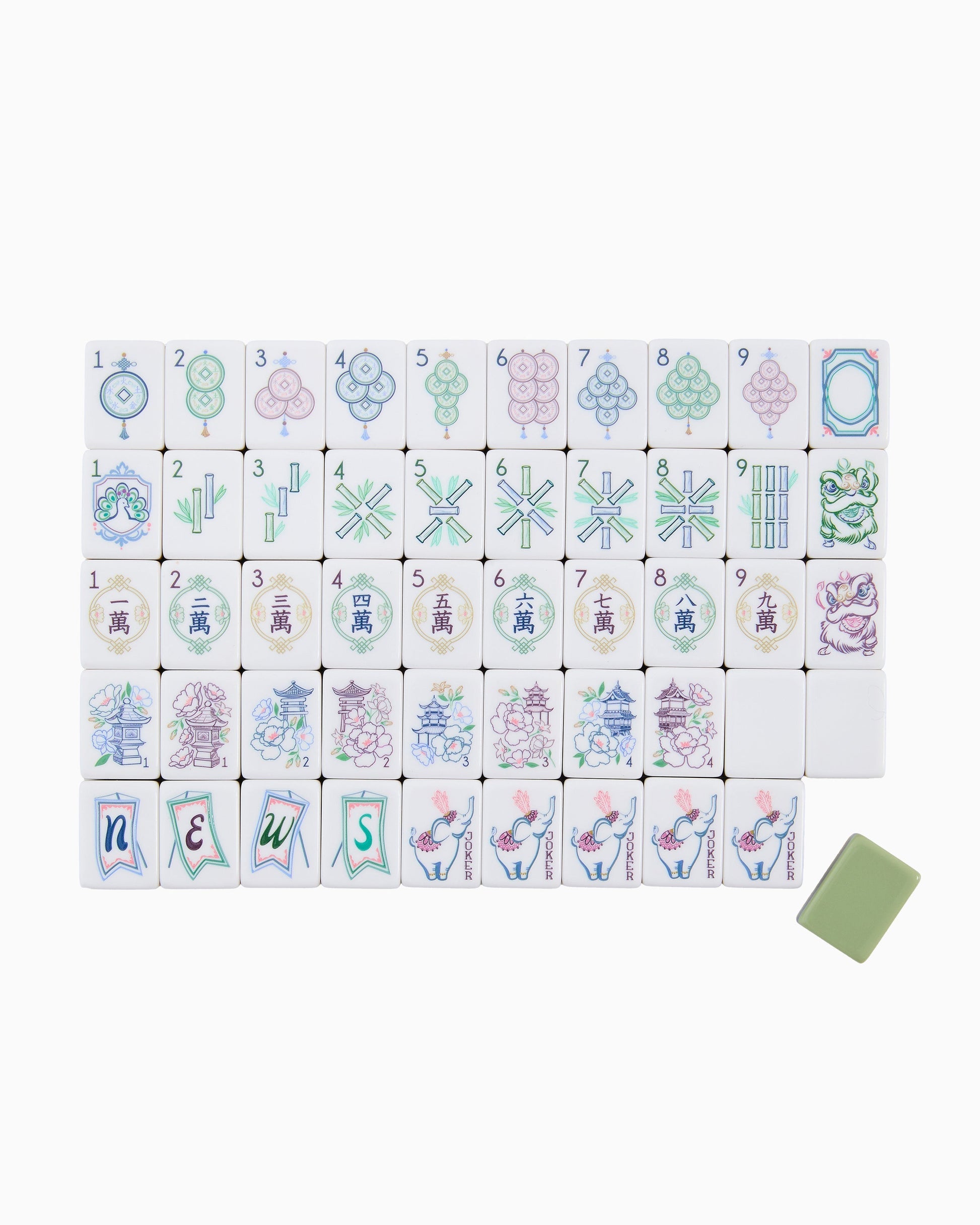 small set of willow mahjong tiles