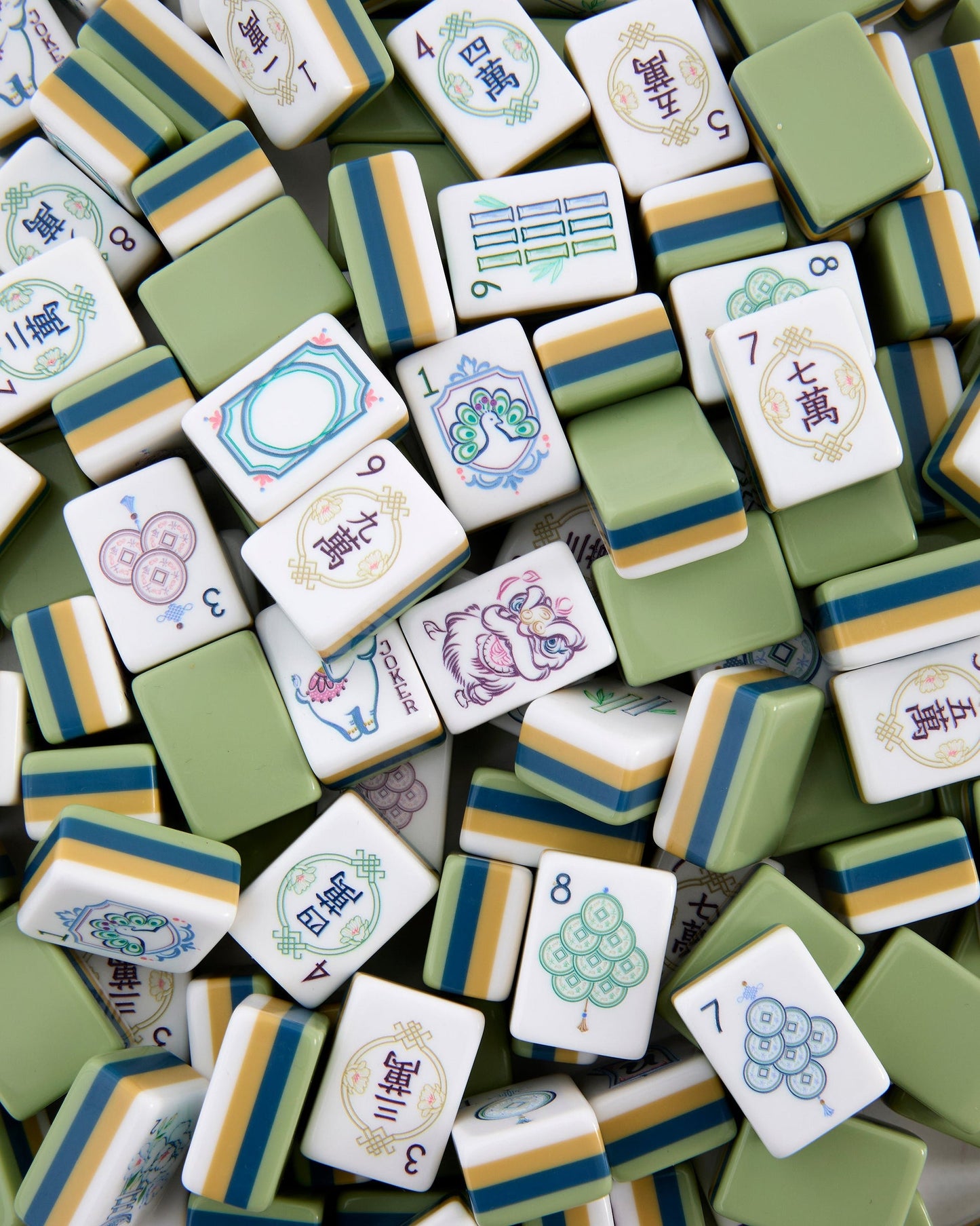 style shot of mahjong tiles