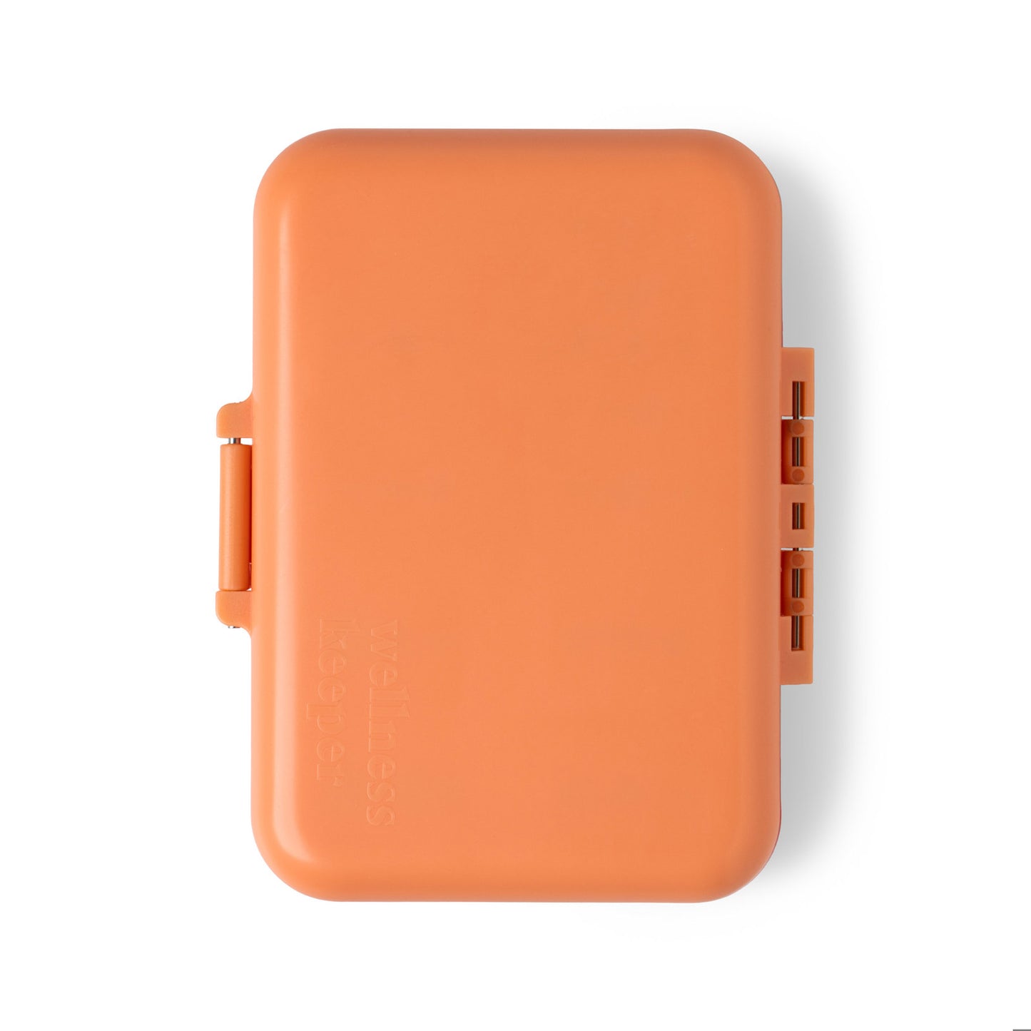 orange Light-Up Pill And Vitamin Case closed and shown on a white background