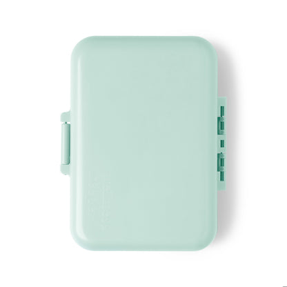 mint green Light-Up Pill And Vitamin Case closed and shown on a white background