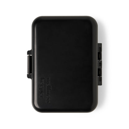 black Light-Up Pill And Vitamin Case closed and shown on a white background