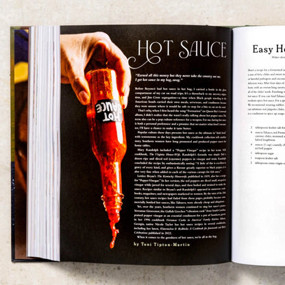 inside pages of When Southern Women Cook book with chapter heading for hot sauce