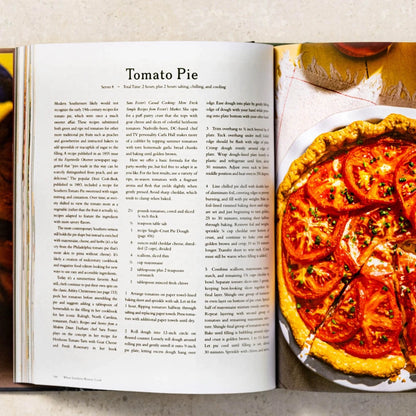 inside pages of When Southern Women Cook book with recipe for tomato pie