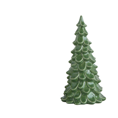 dark green ceramic tree shown on a white background