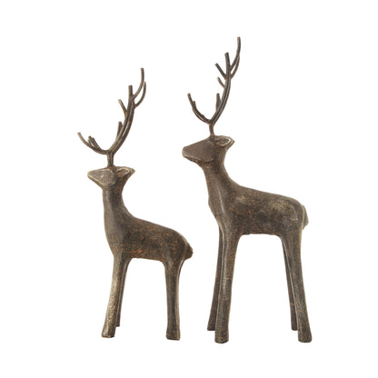 2 metal deer shown on a white background.