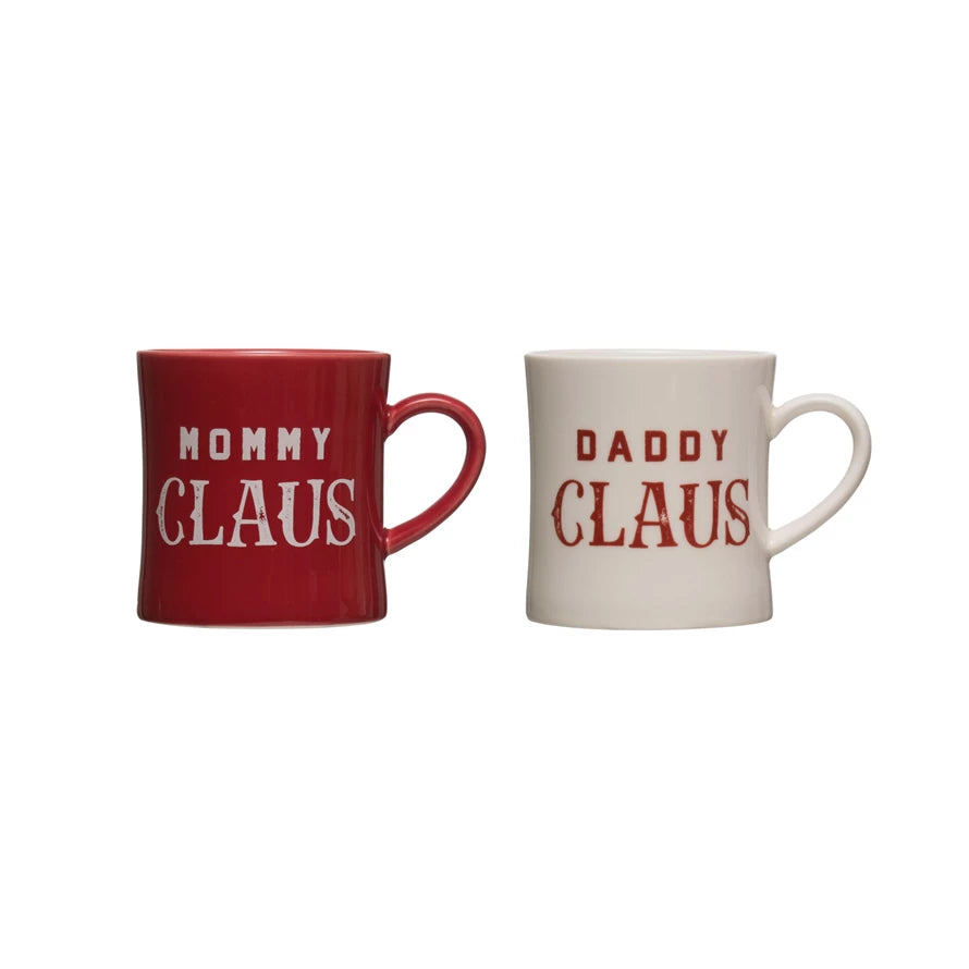 2 styles of christmas mugs.