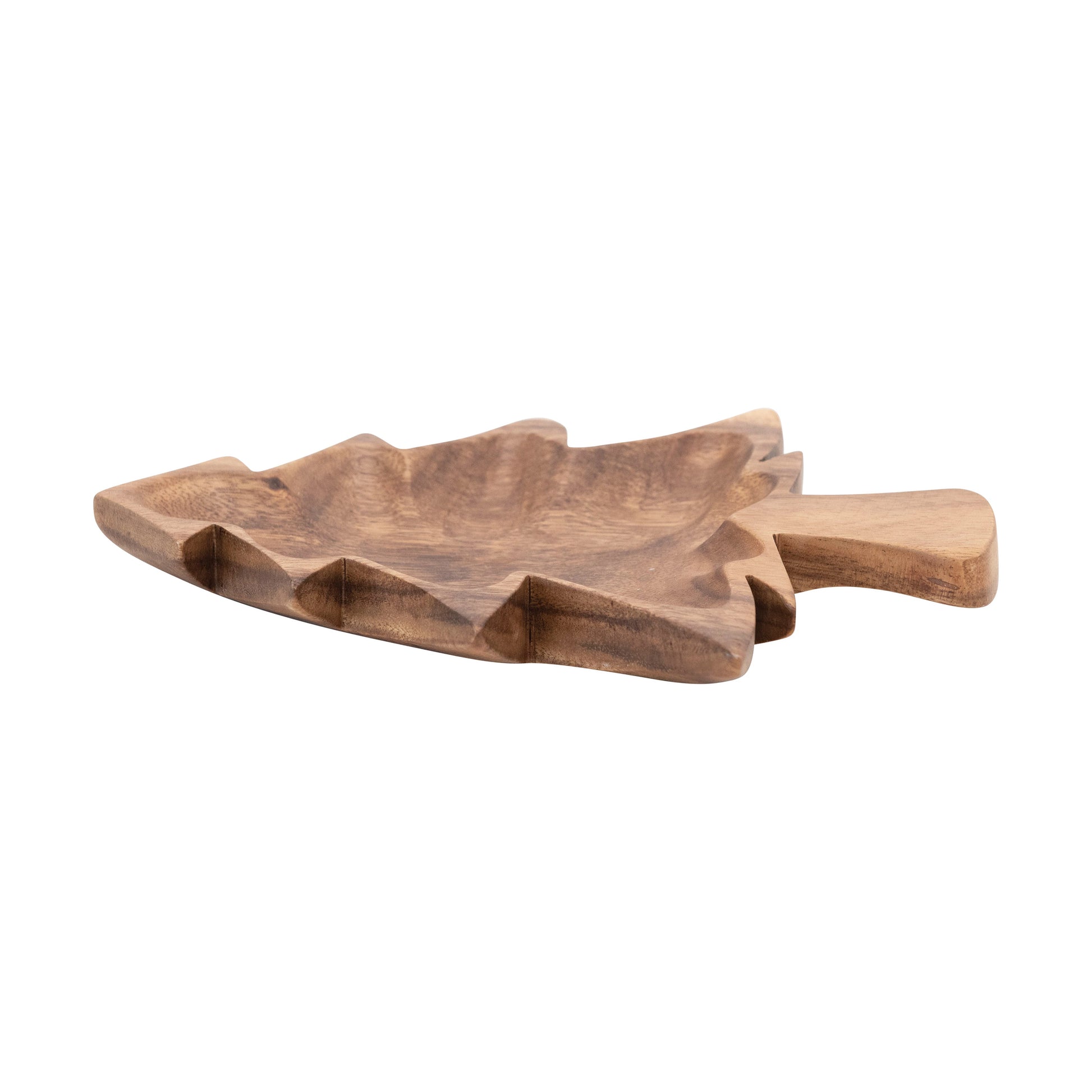 side view of wood tree bowl