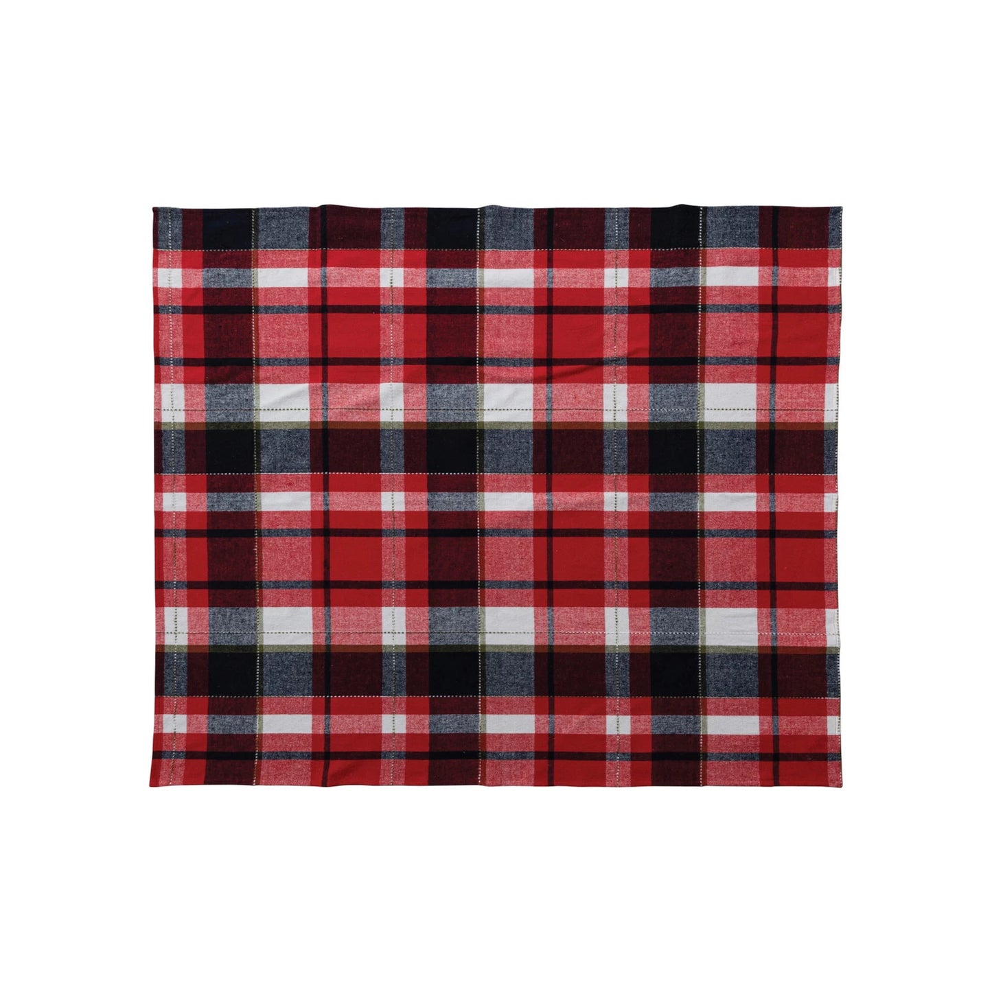 the brushed plaid flannel throw displayed open on a white background