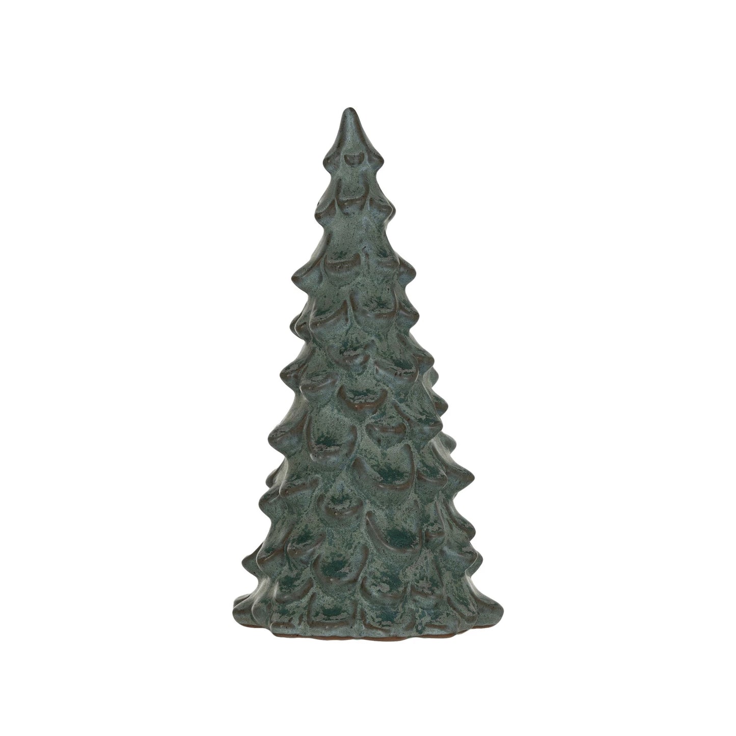 large green stoneware tree on a white background.