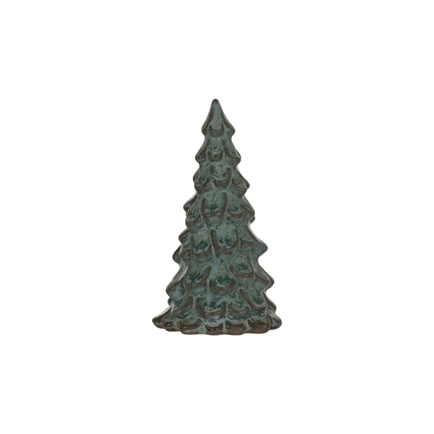 small green stoneware tree on a white background.