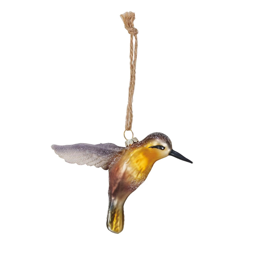 golden hummingbird ornament shown on a white background.