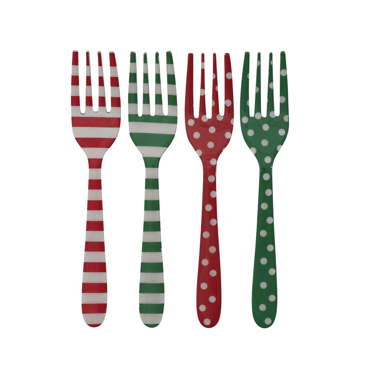 4 forks lined up on a white background