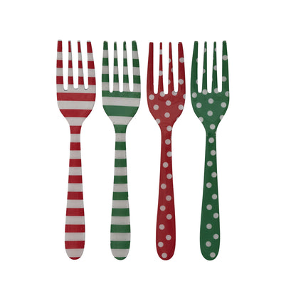 4 forks lined up on a white background