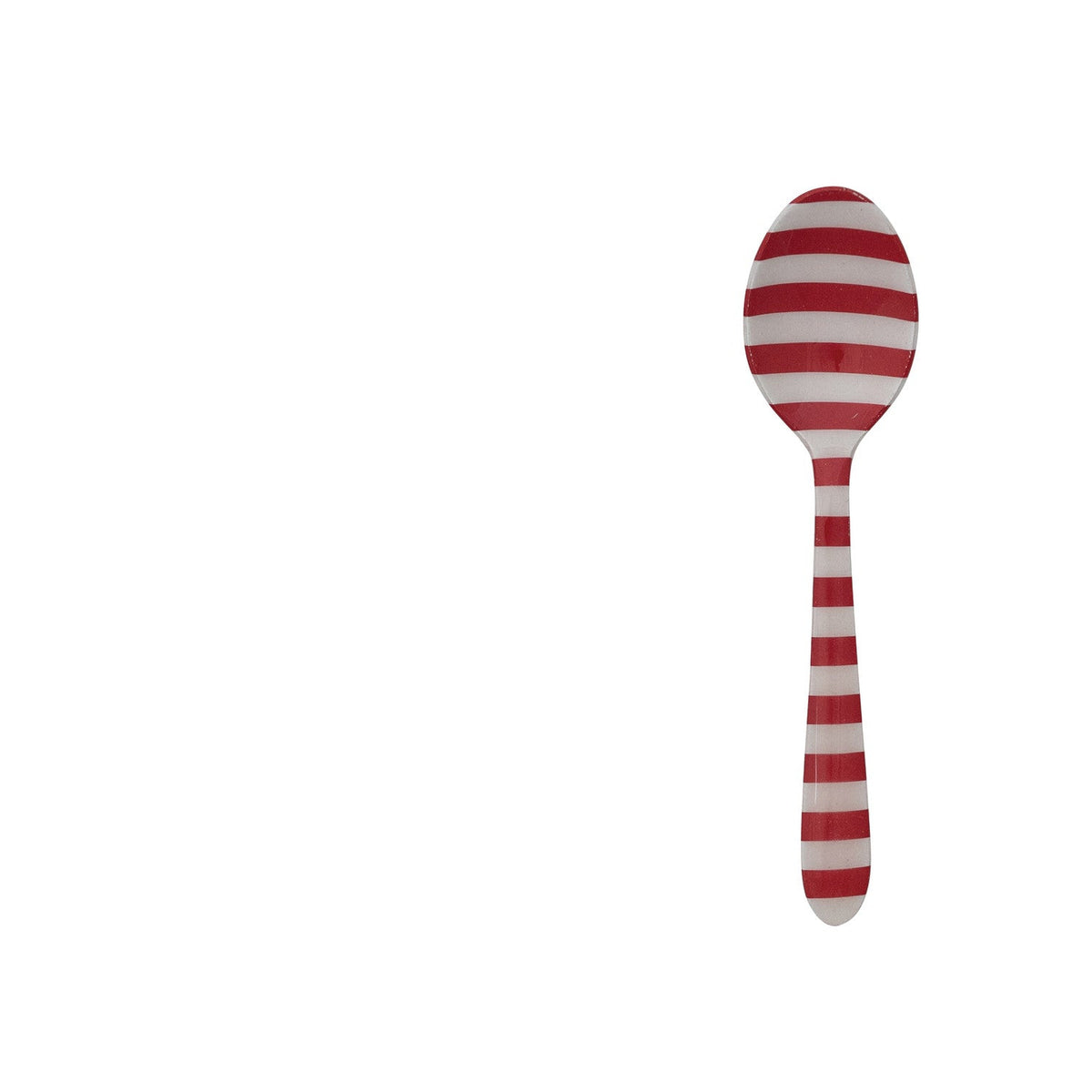 small metal spoon enameled in red and white stripes