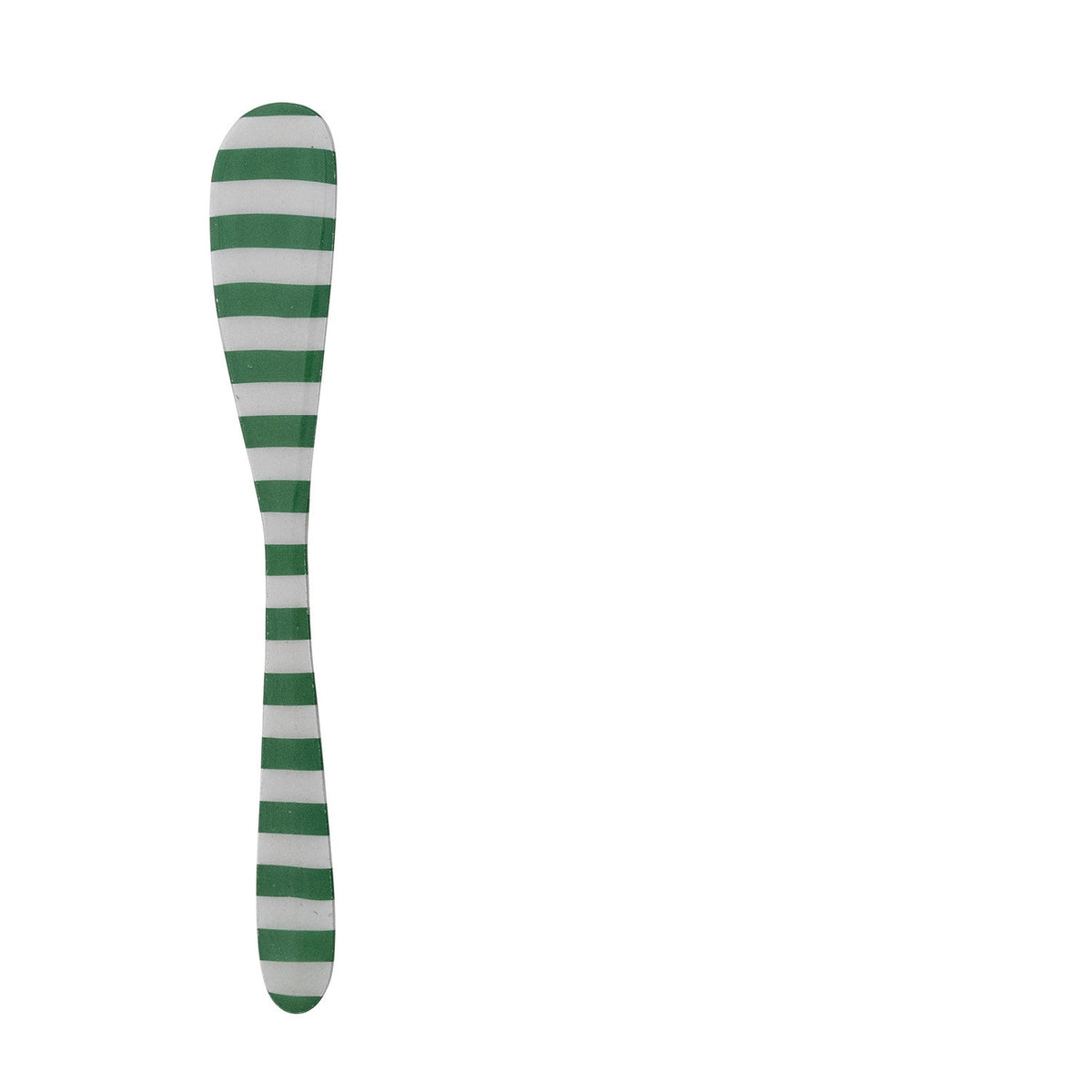 metal spreader enameled with green and white stripes