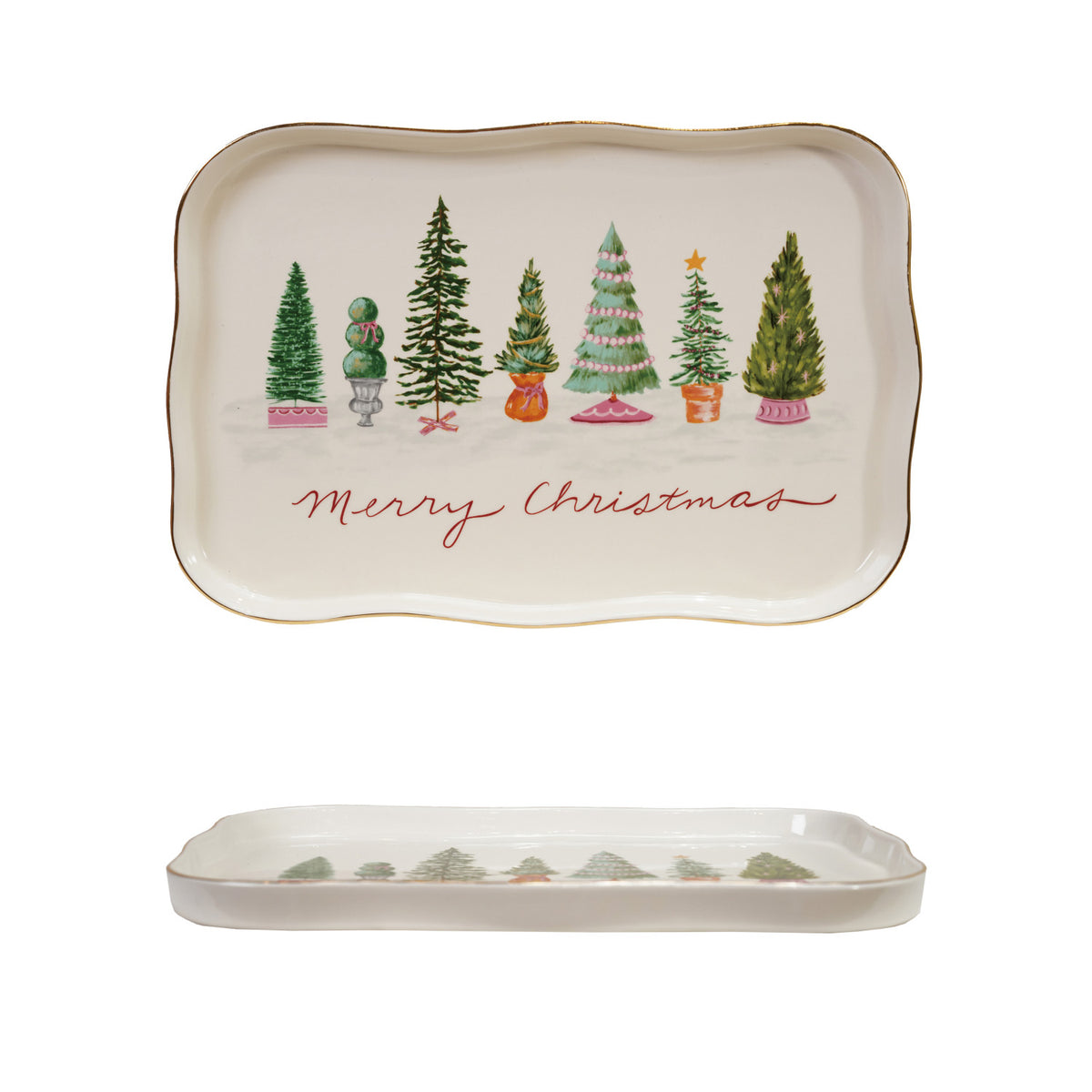 top down view and side view of the merry christmas platter