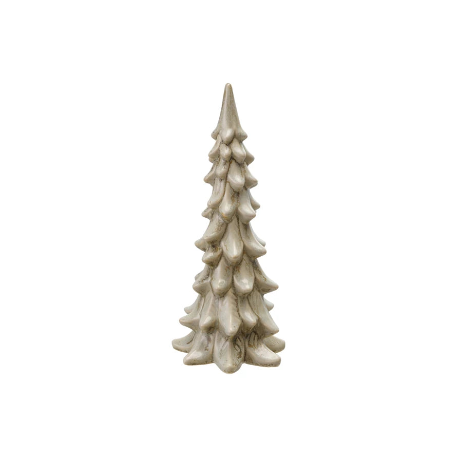 large Stoneware Tree with Light Green Reactive Glaze