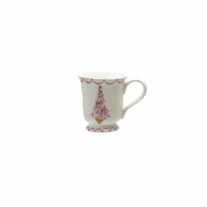 mug with pink tree and pink bows