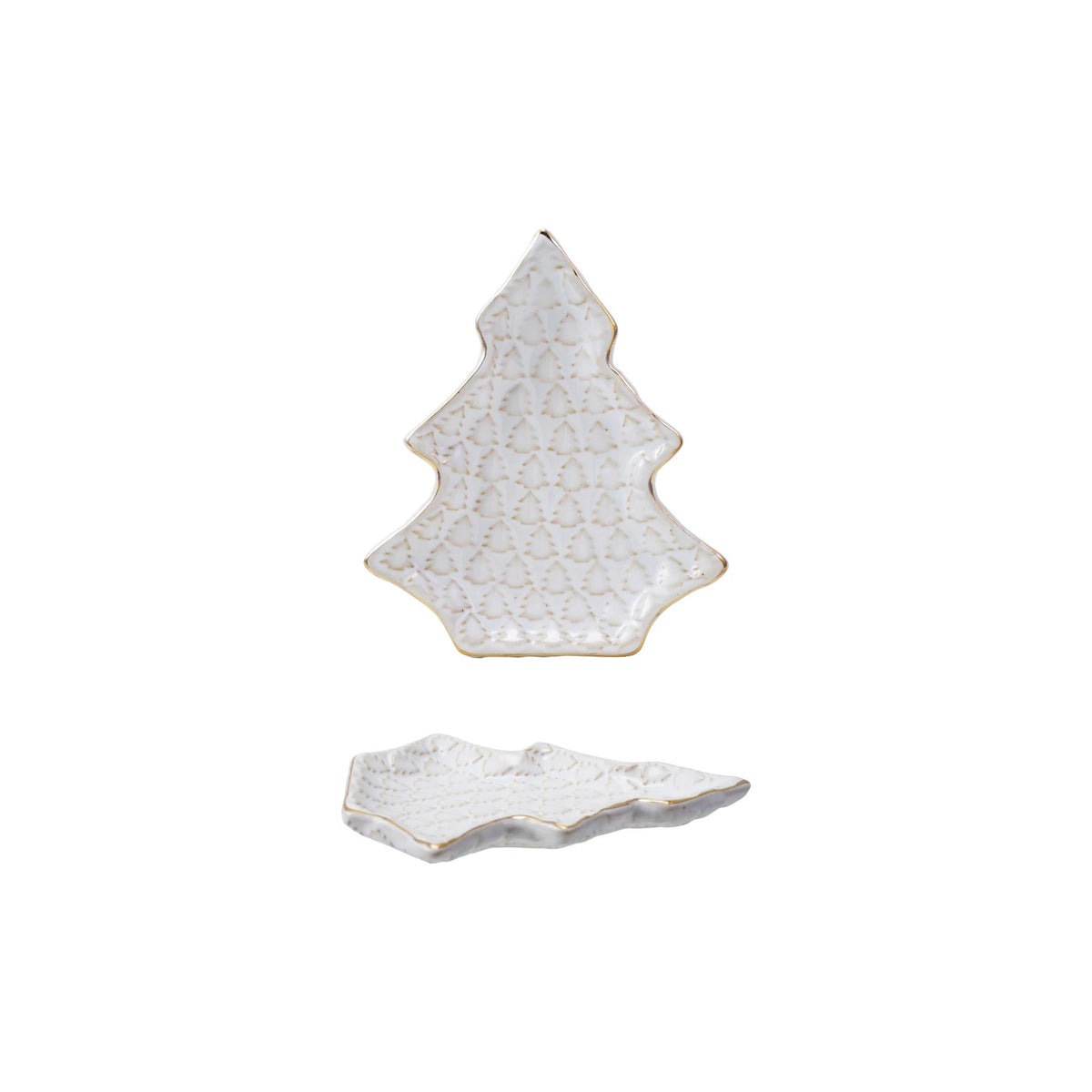 top and side views of Stoneware Tree Shaped Plates