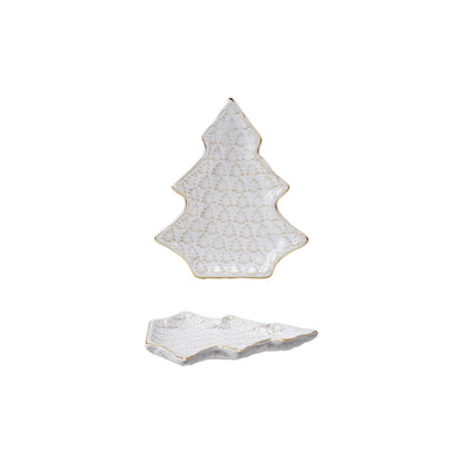 top and side views of Stoneware Tree Shaped Plates