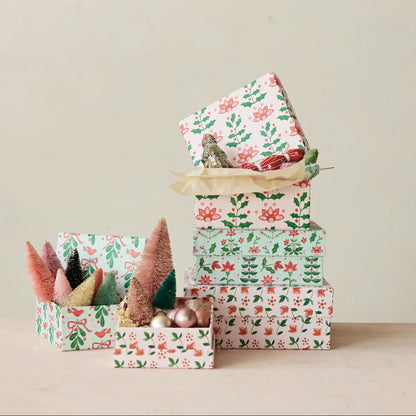 gift boxes decorated and stacked up