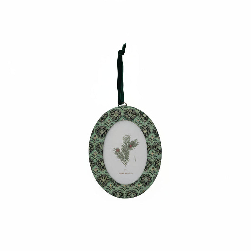 teal oval photo frame ornament
