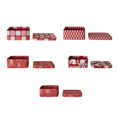 5 gift boxes with their lids off arranged on a white background