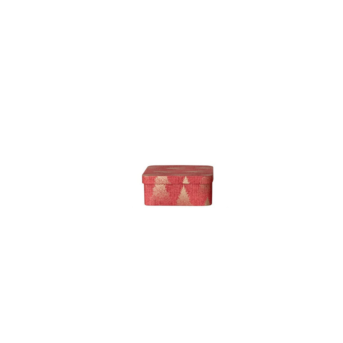 medium red christmas box with gold tree design